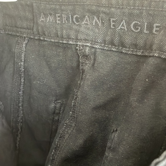 American Eagle Black Button Down Mini Skirt Denim Jean Skirt Size 00 - Picture 5 of 6